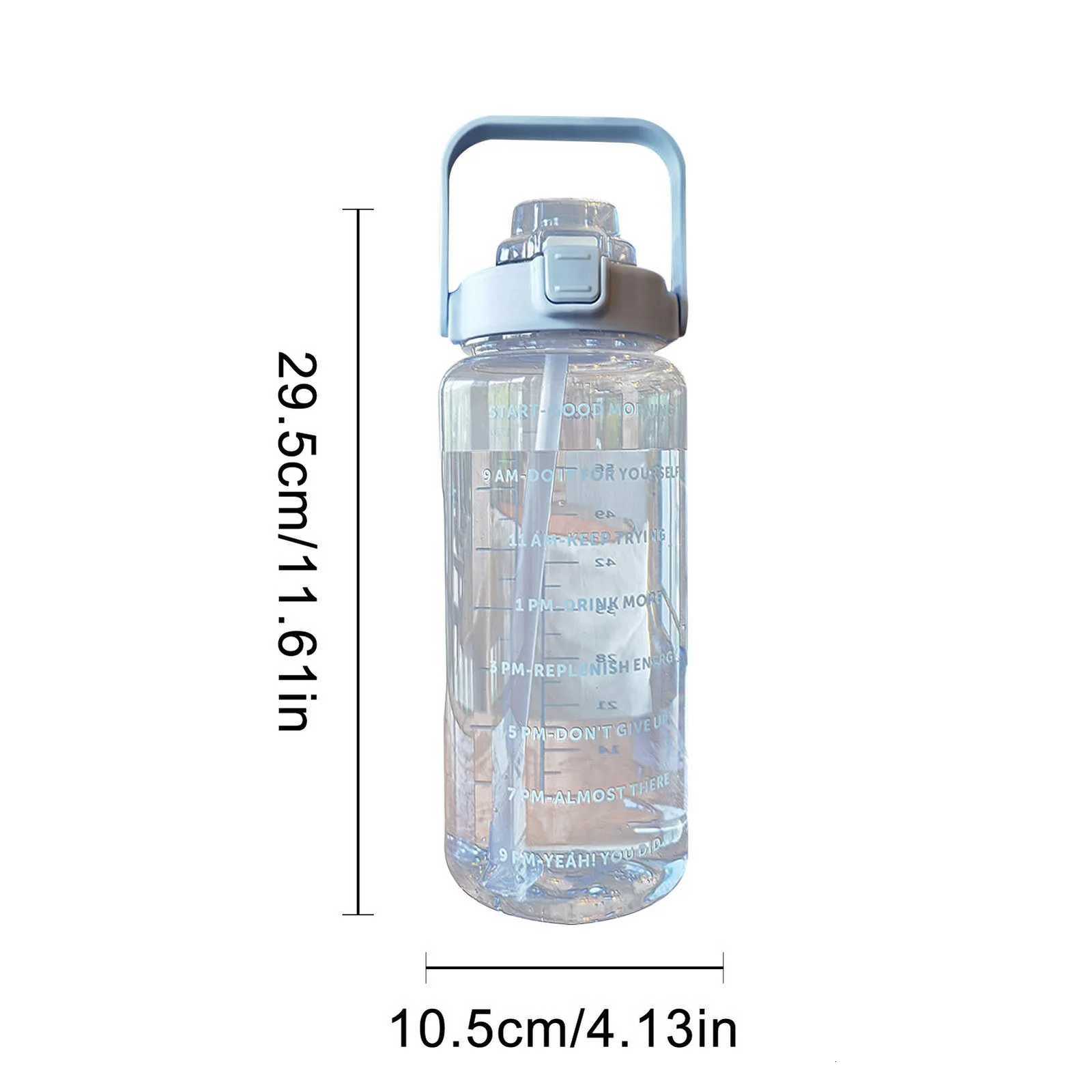 2L Large Capacity Water Bottles Portable Sports Water Bottle With Straw Fitness Bike Cup Summer With Time MarkerW251114