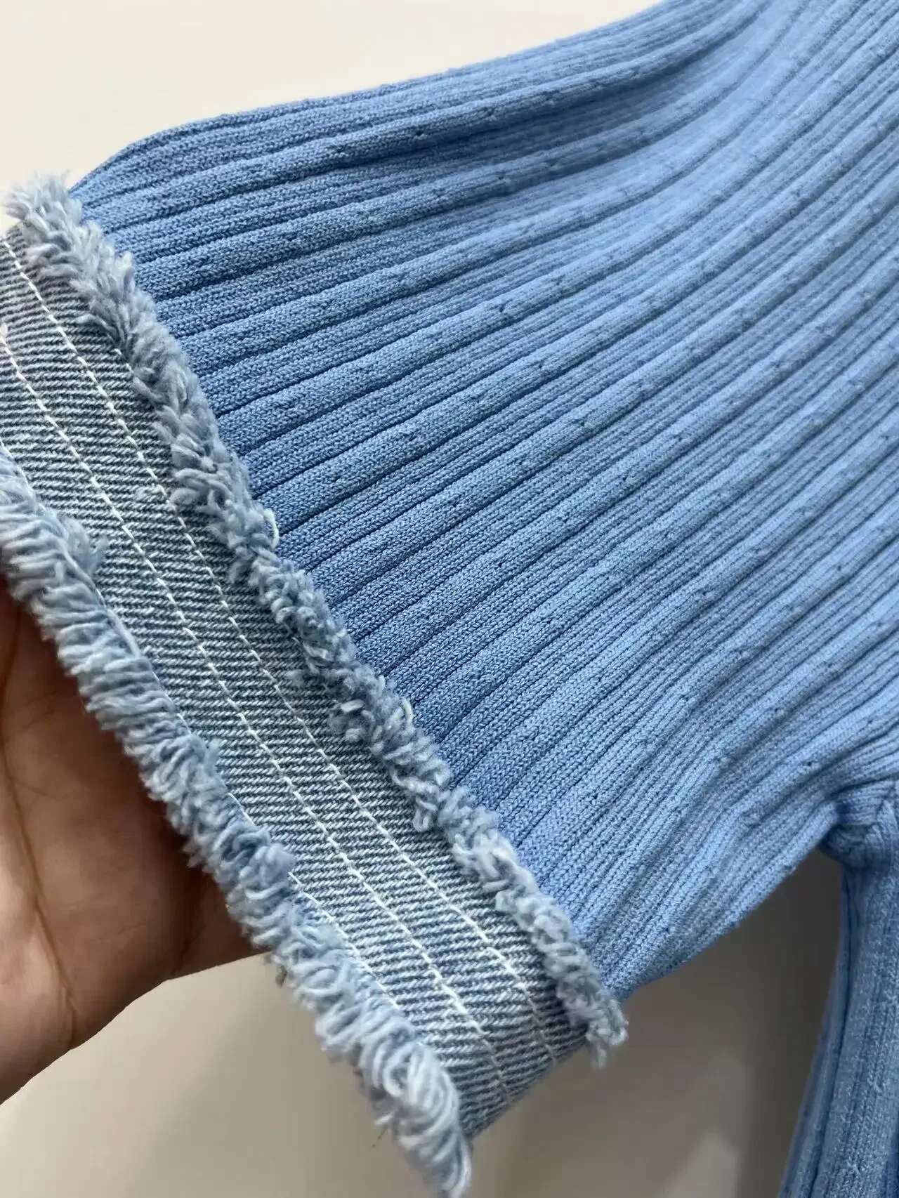 Denim Patchwork Or Length Women's 2024 Spring Slim Knitted Elegant Evening Birthday Party Maxi Dress 5230473