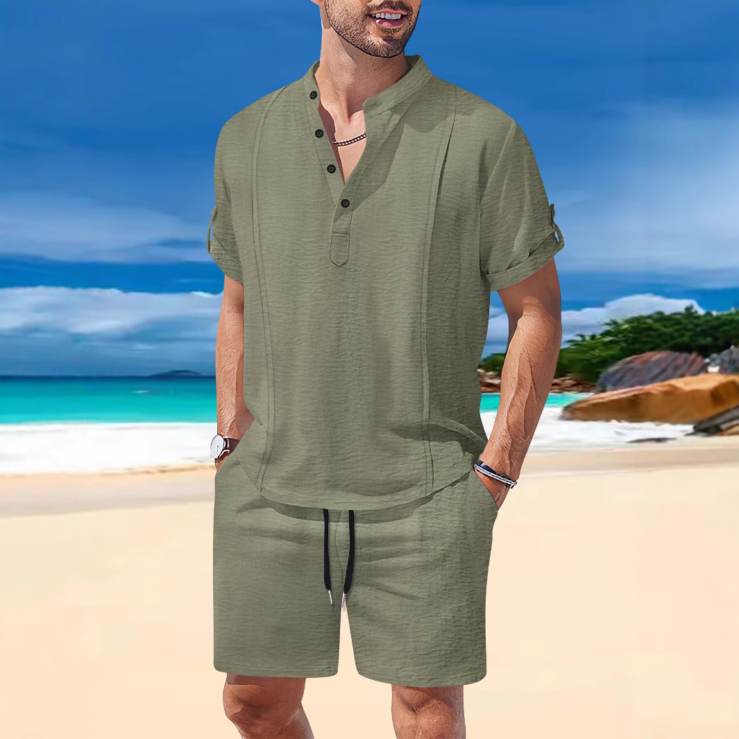 Summer new mens short sleeved T-shirt shorts casual mens sports suit