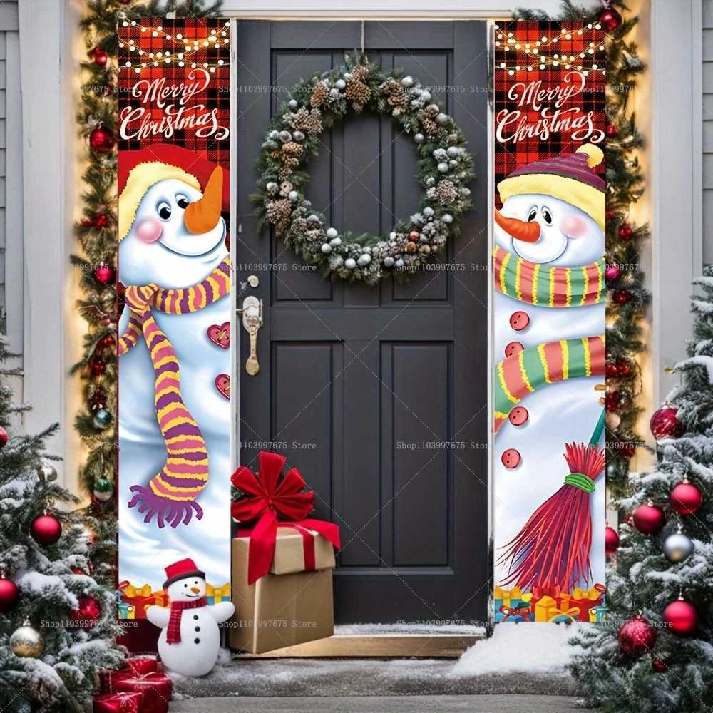 2D Merry Christmas Tree and Wreath Decor Indoor Outdoor Banners Porch Hanging Signs Wall Front Door Outside Yard Party SuppliesM251115