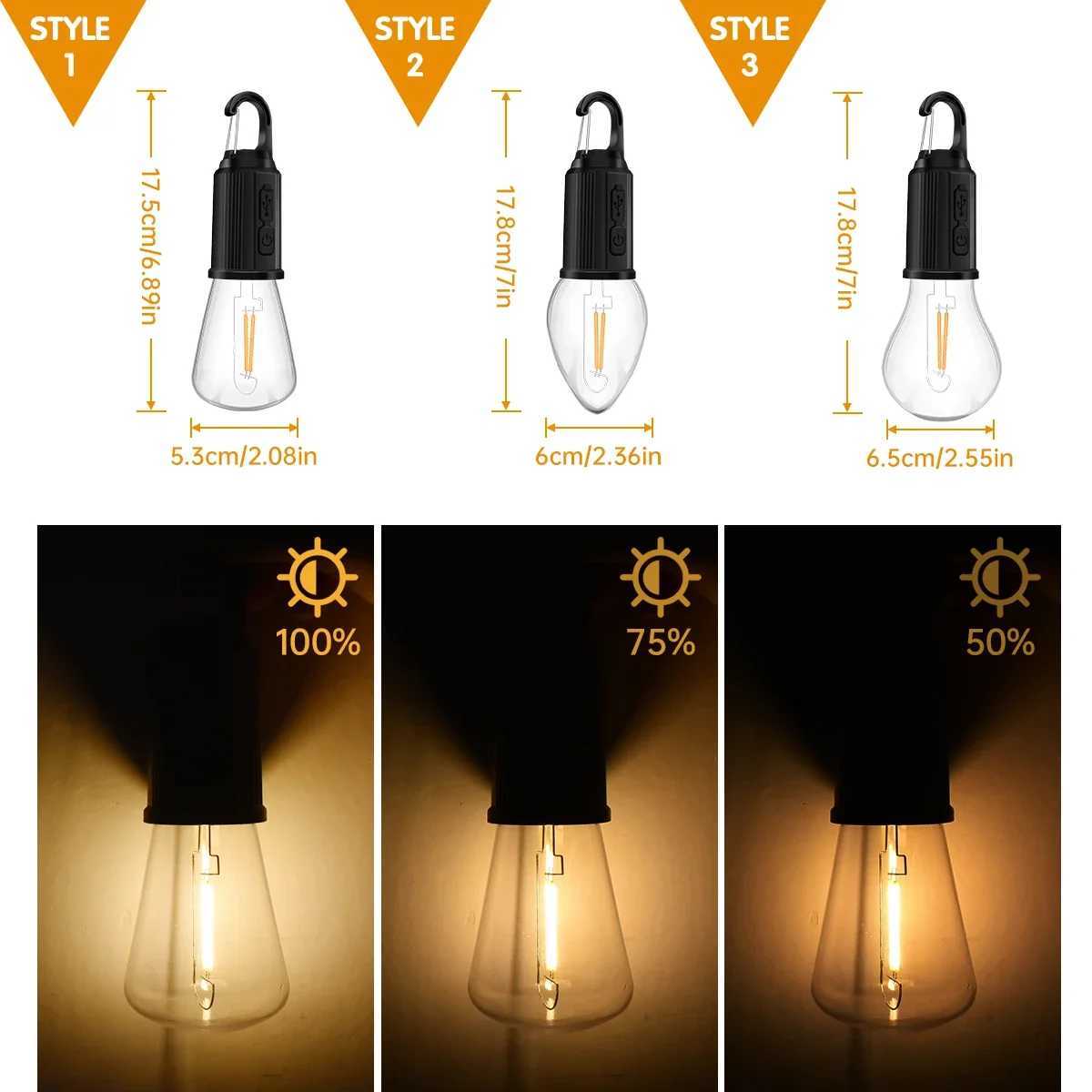 Outdoor USB Rechargeable LED Lamp Bulbs With Hook Bright Emergency Light Hook Up Camping Fishing Portable Lantern Night Lights M251115
