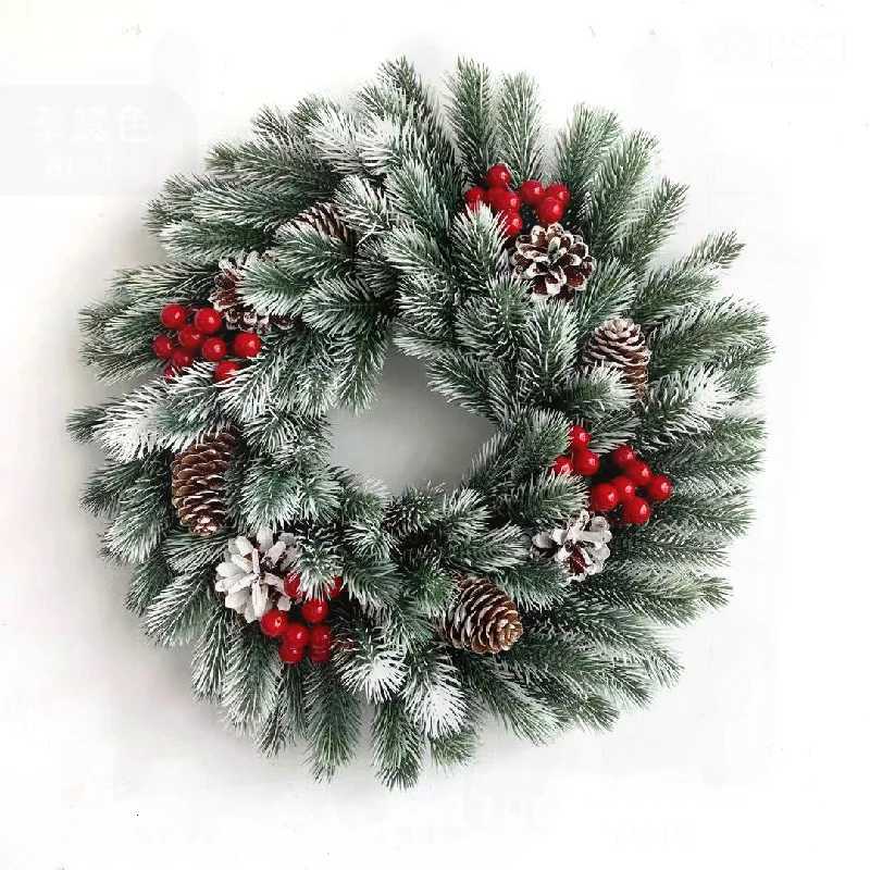 LED Light Christmas Garland Creative Window Decoration PE Red Fruit Pine Design Handcrafted Door Hanging Holiday WreathM251115