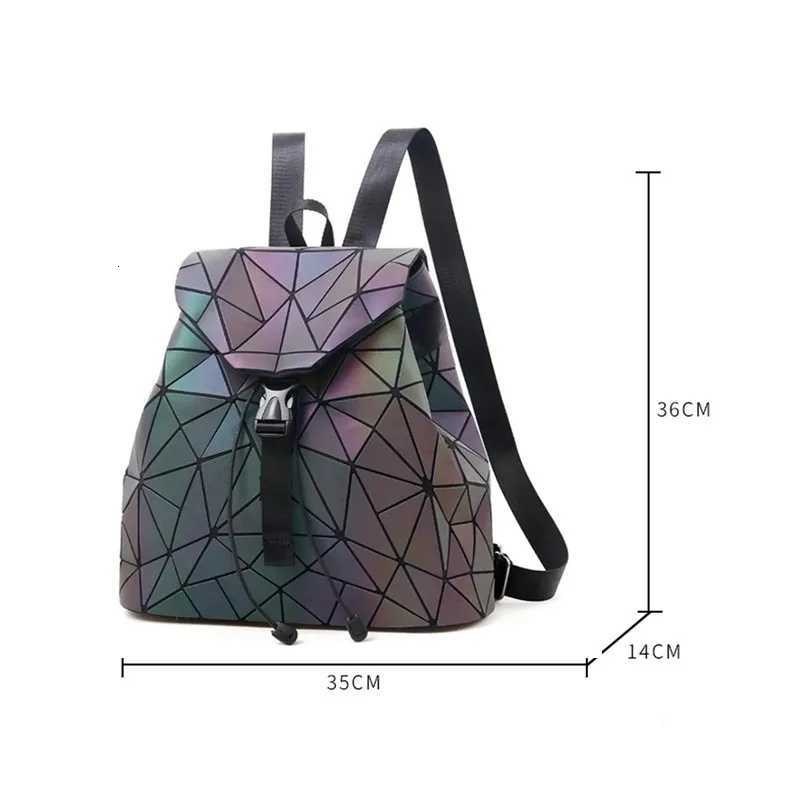 Fashion Luminous Women backpack Drawstring folding backpack Triangle Sequin Backpack for Reflective strip Female student bagW251114