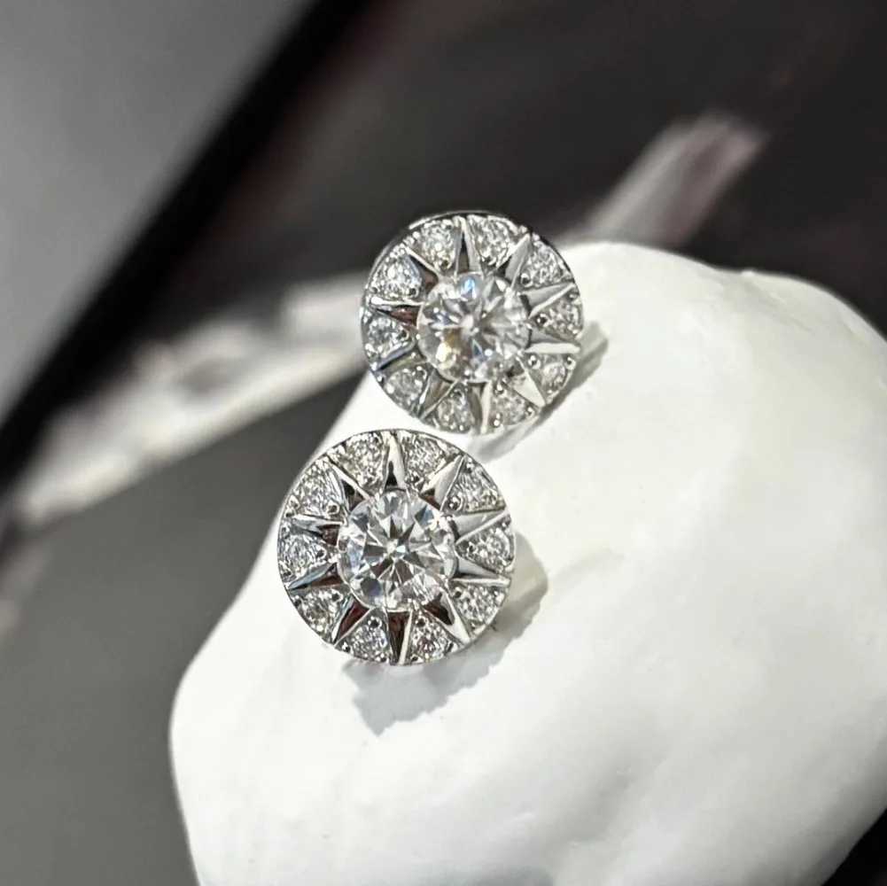 FEOBUR 10mm D Color Moissanite Cluster Stud Earrings for Women 925 Sterling Silver Diamond Ear Studs Man Hiphop Jewelry Gift W251115