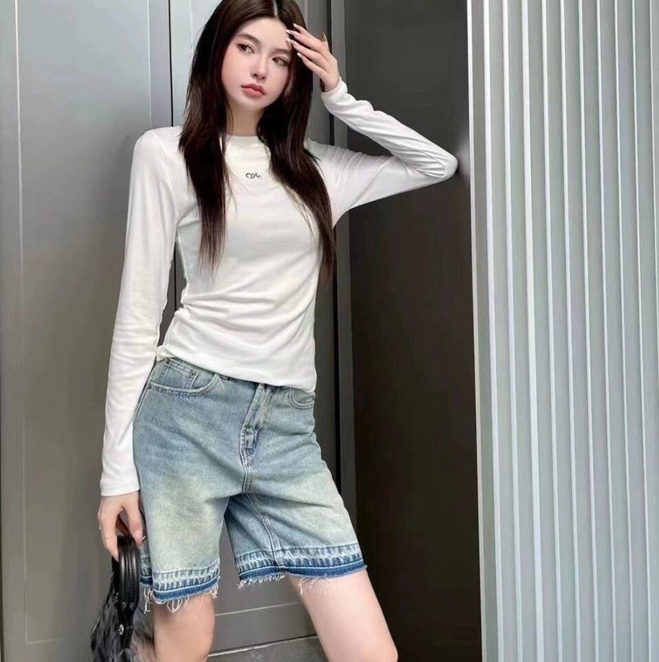 clothes women t shirt tank top womens designer clothing Luxury fashion cotton letter embroidery thread fabric high elasticity d1