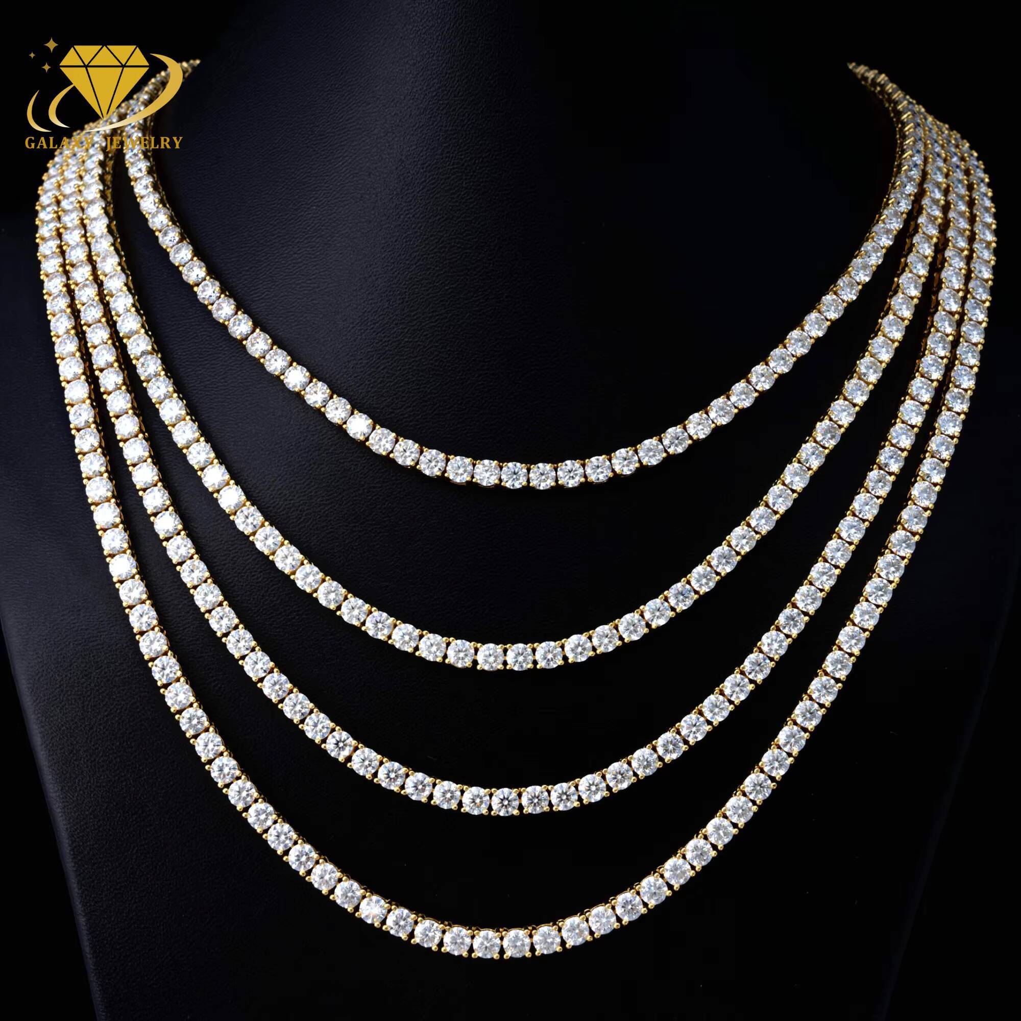 Hip Hop Jewelry GRA Certified 925 Sterling Silver Bling 3mm White Vvs Iced Out Moissanite Tennis Chain Necklace for Man Woman