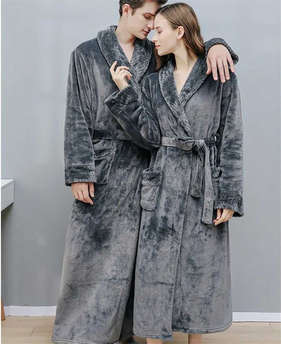 Autumn Winter Bath Robe Dressing Gown Men Thick Warm Flannel Long Bathrobe Mens Cozy Robes Kimono Sleepwear Homewear Loungewear C251115