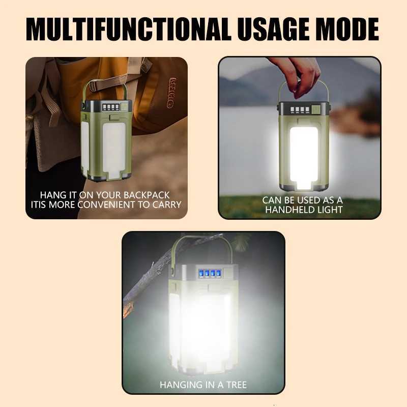 Christmas Outdoor Solar Light Rechargeable Flashlight Portable Power Bank Lamp LED Hanging Tent Light for Camping Hiking Fishing M251115