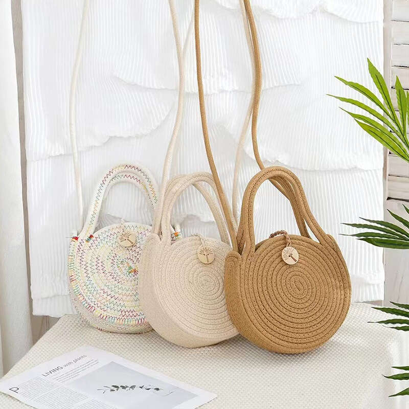 Handmade Beach Bag Versatile Straw Fashionable Travel Woven Bag, Women's Vacation Small Fresh Single Shoulder Crossbody Handbag Kq2