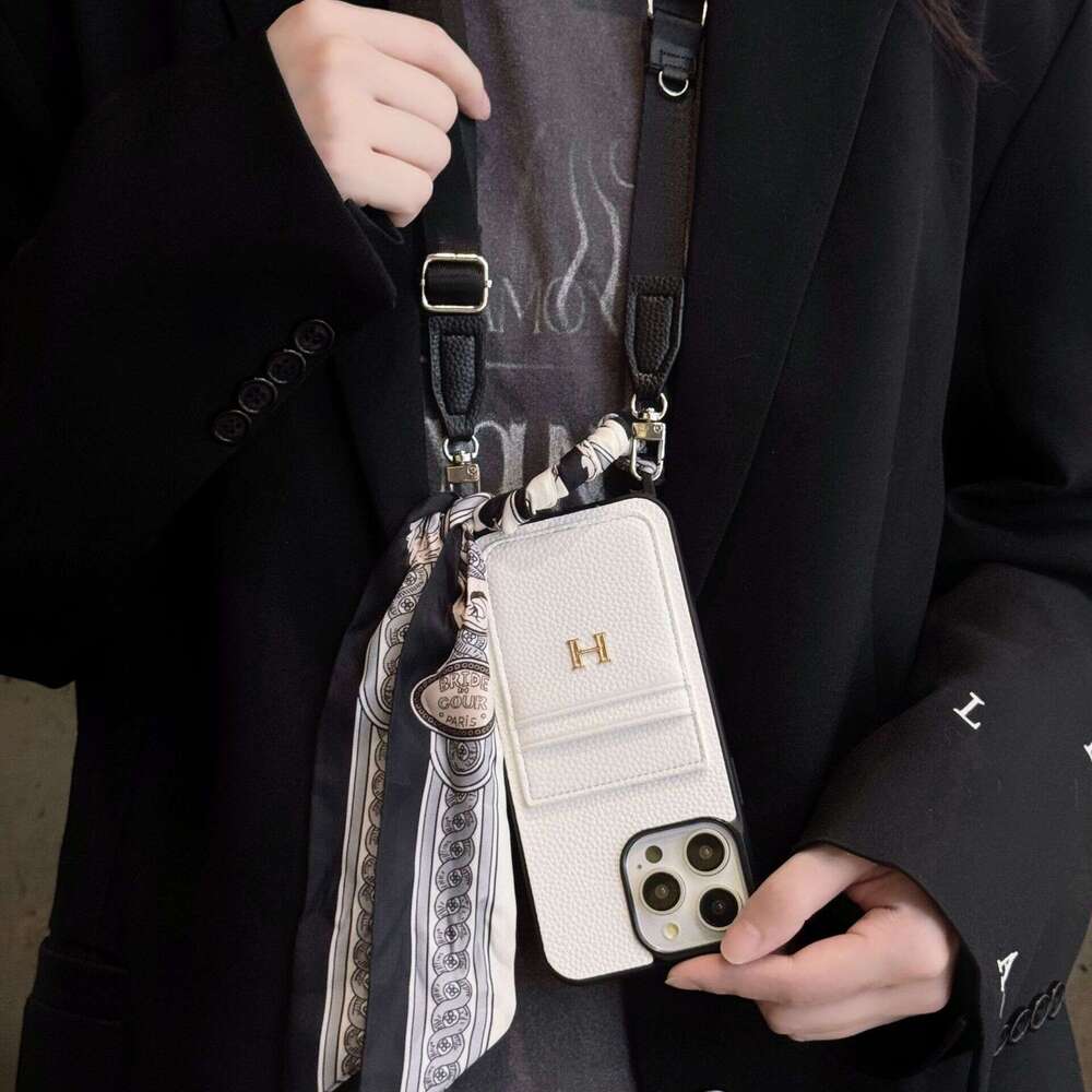 Compatible with Apple 17 Pro Crossbody Dual Card Slot Phone Luxury 14 Women's Full Coverage Protective Case 12/Simple Anti-drop