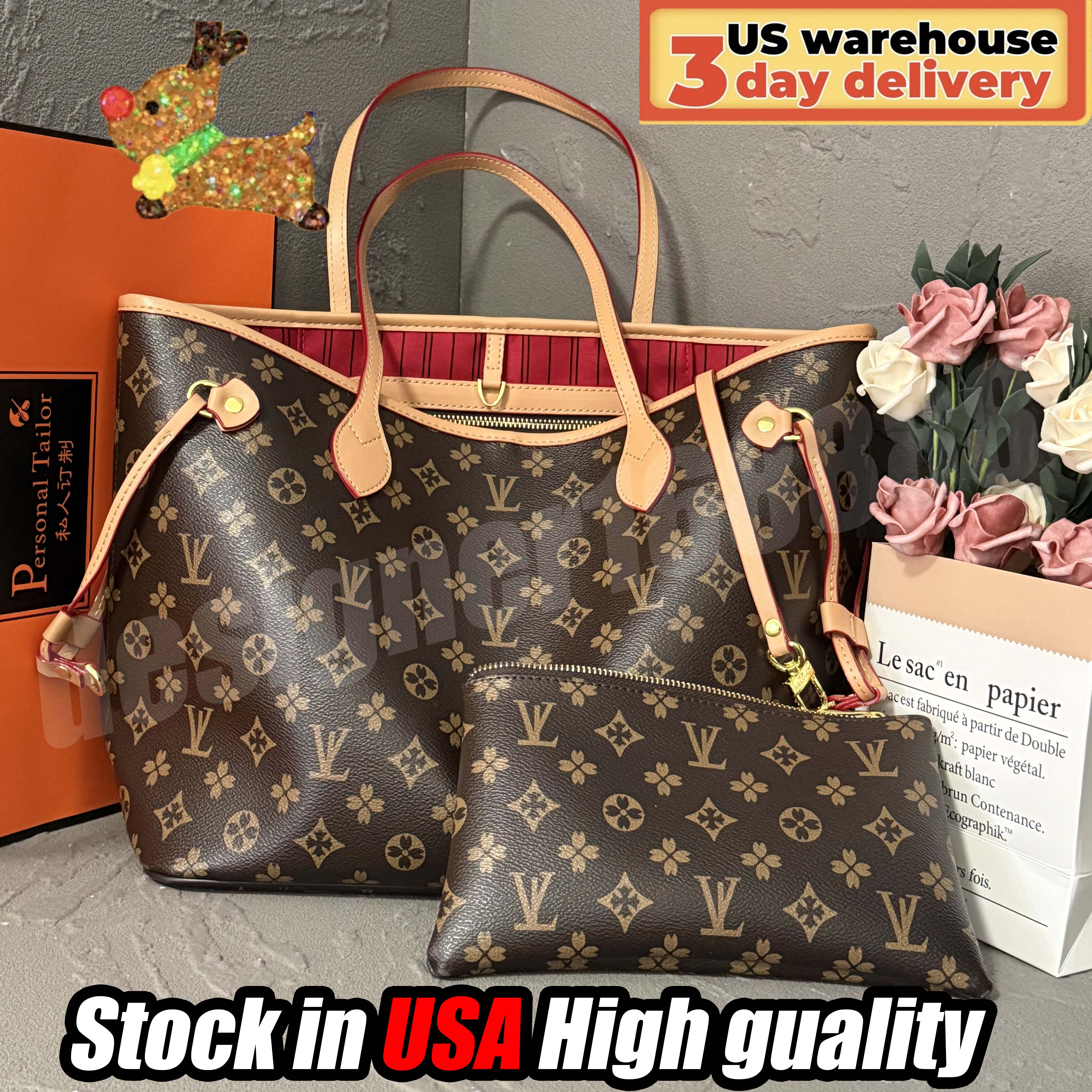 Usawarehouse Luxury l0uiss vu1t0nbags designer bag Luxury tote bag High quality leather canvas Monogram shoulder crossbody handbag shopping bag