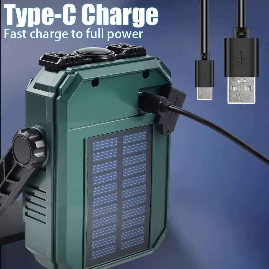 Solar Camping Lamp with Magnet AdjustableBracket5 Modes Outdoor Waterproof Lantern for Tent Hiking Emergency Lighting M251115