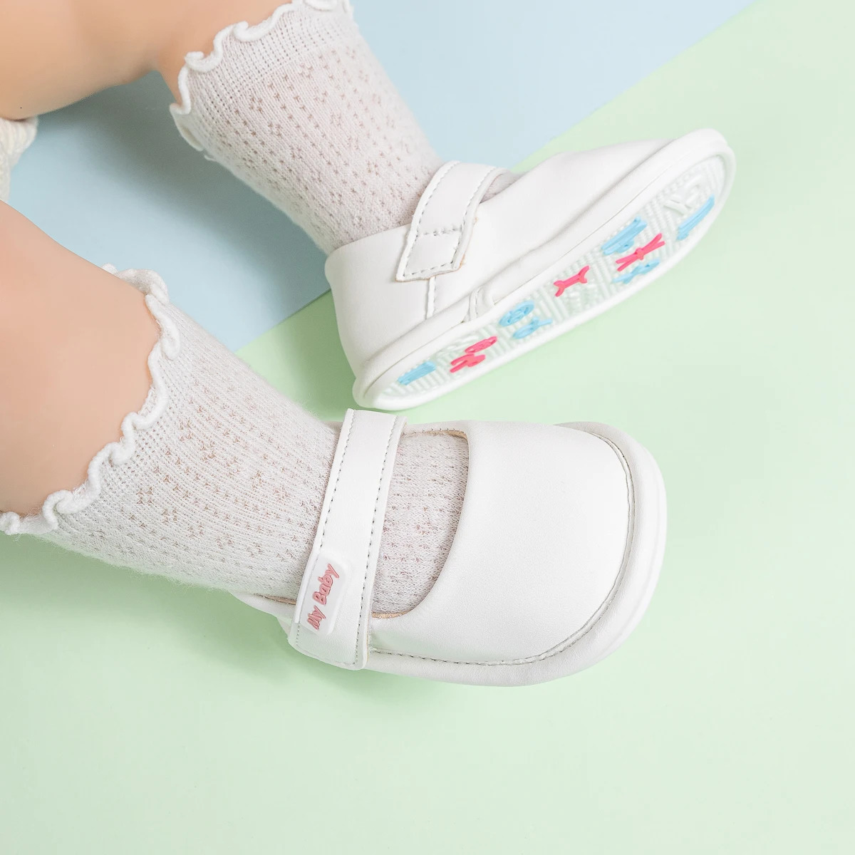 KIDSUN Fashion Black Leather Baby Shoes Girls Infant Non-Slip First Walker Crib Shoes Princess Wedding Dress Shoes Ballet Flats 250415