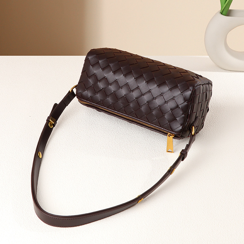Cylinder Camera Bag Women's Fashion PU Leather Braided Braided Bag Designer Shoulder Underarm Handbag