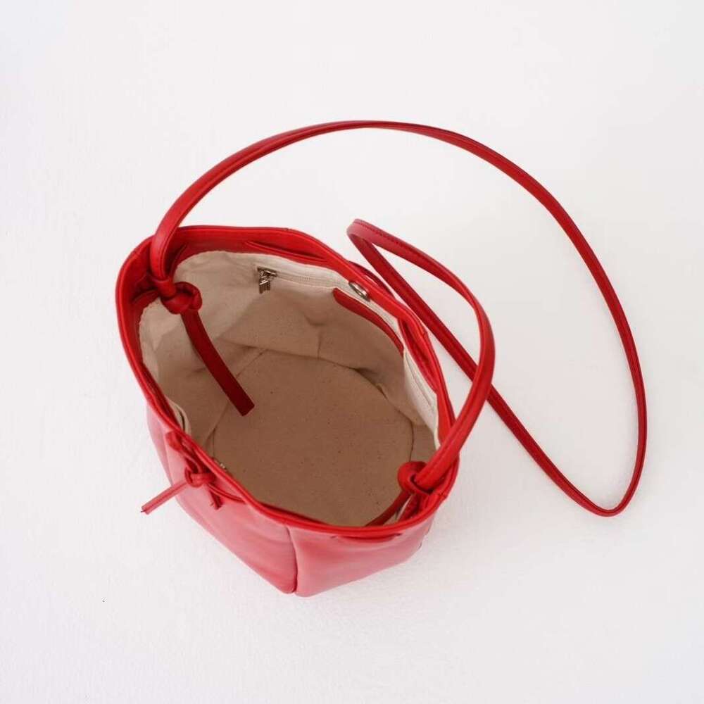 Mm Women's Bags Early Spring Korean Niche Design Drawstring Bucket Casual Versatile Single Shoulder Diagonal Cross Sheepskin Women's Bag