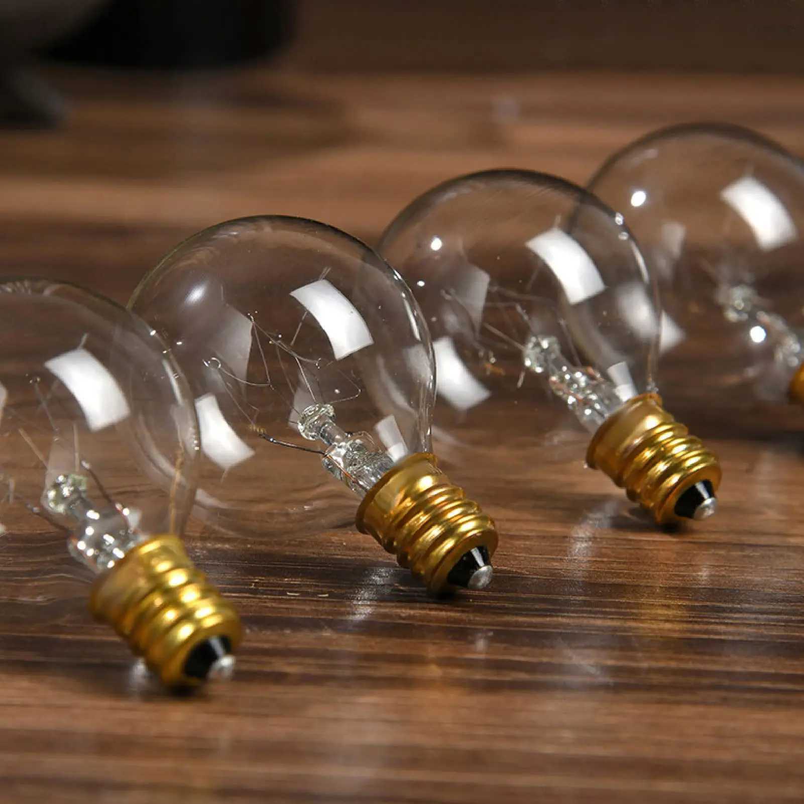 10pcs 7W Incandescent Edison Light bulbs E12 Base G40 110V 220V Bombilla Warm 2200K Decorative Tungsten Bulb For String Light C251115