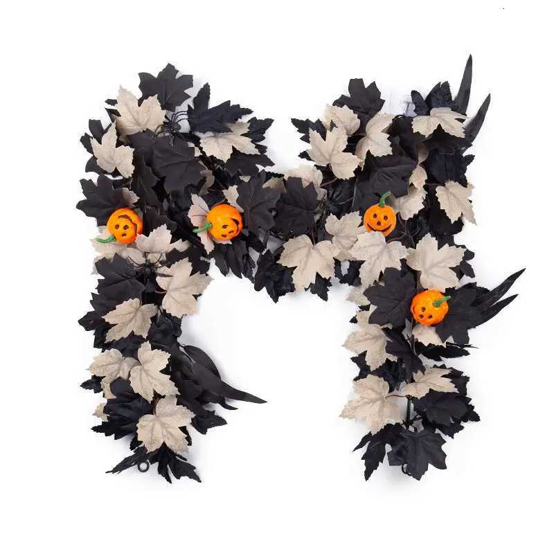 Halloween Artificial Maple Leaf Rattan Pumpkin Vine For Front Door Wall Window Door Hangings Ornament Halloween DecorationM251115
