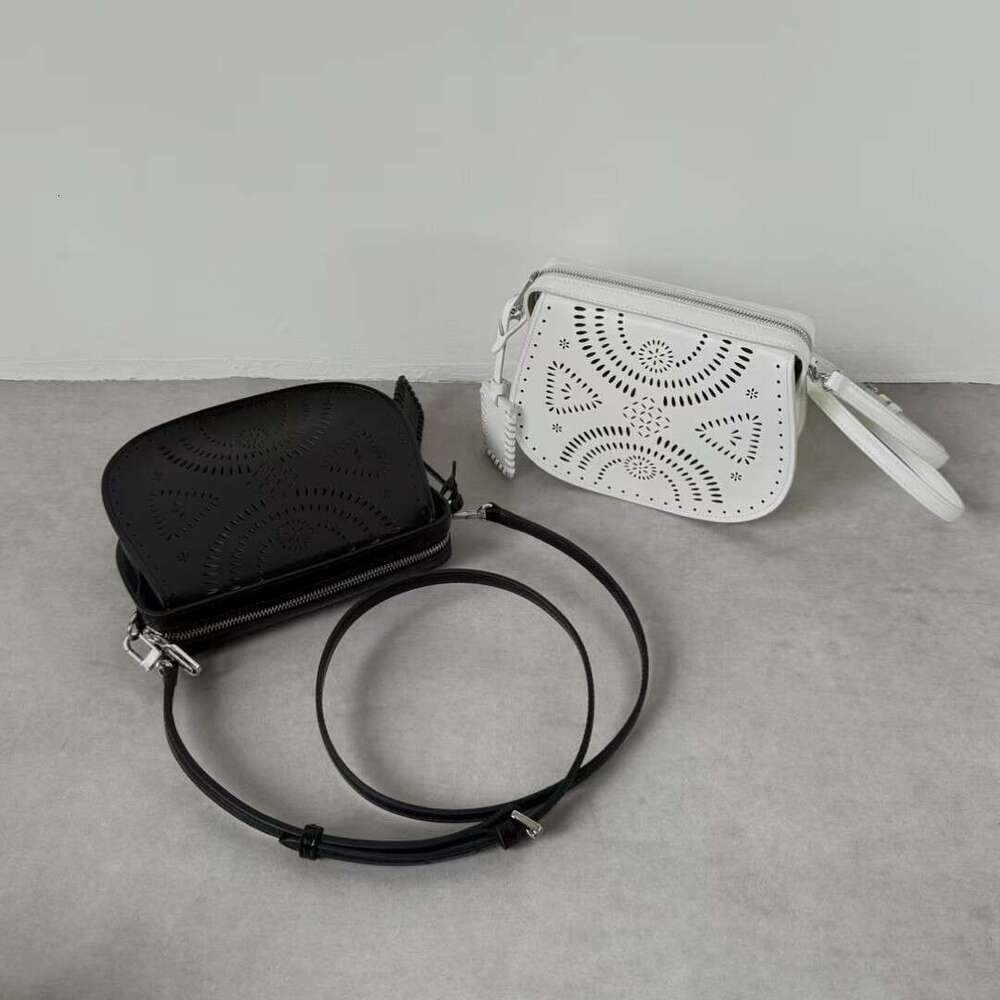 Mm Women's Bags Hollowed Out Carved Saddle High-Quality And Versatile Single Shoulder Crossbody Bag, Design Sense Handbag, Genuine Leather Women&