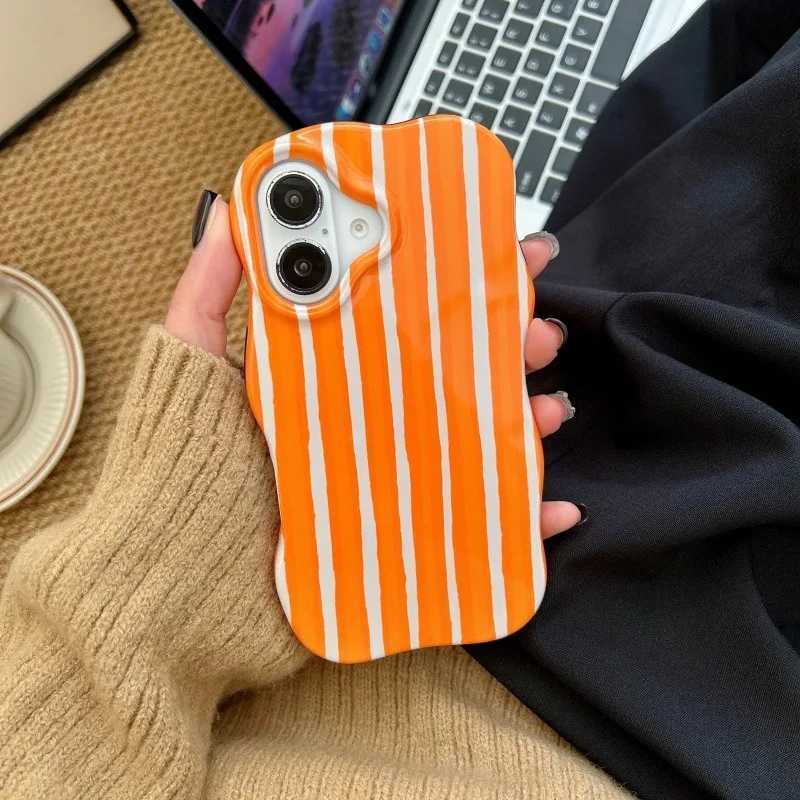 Fashion Glossy Double Color Stripes Case for iPhone 12 13 14 15 16 17 Pro Max 17 Air Color Collision Ultra Thin Shockproof Cover J251202