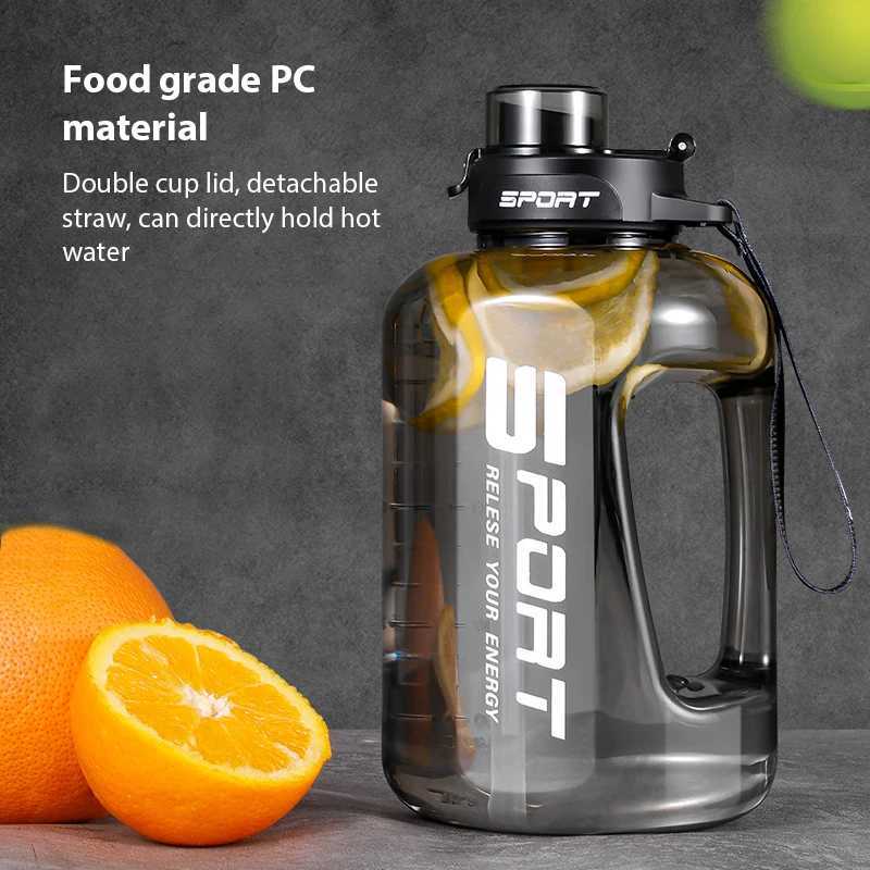 12L/17L/25L Large-Capacity Netflix Straw Pot Belly Cup Sports Water Bottle Ton Bucket Students Portable Plastic Space CupW251114