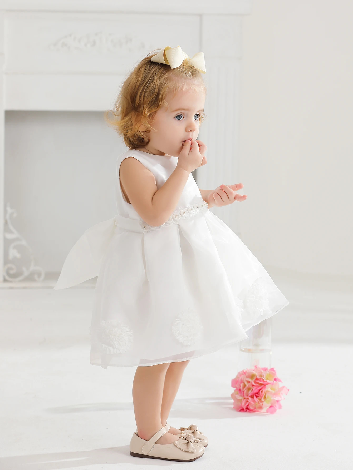 Baptism Dress with Hat born Girls Princess Birthday Party White Baby Dresses Fancy Frock Tutu Dress for Christening 250415