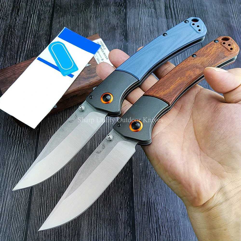 BM Crooked River 15080 EDC Knife G10/Wooden Handle Outdoor Survival Camping Tactical Pocket Folding Knife Portable Multi ToolXJ250415