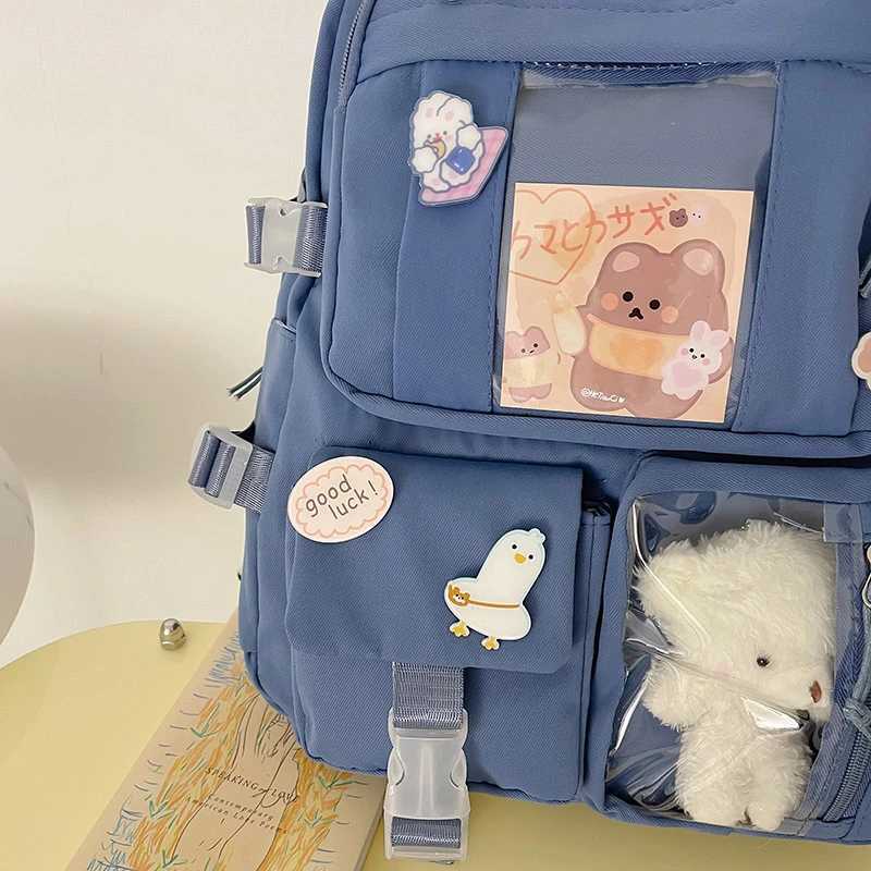 Popular Pink Purple Color Girls High School Student Backpack BagsW251114