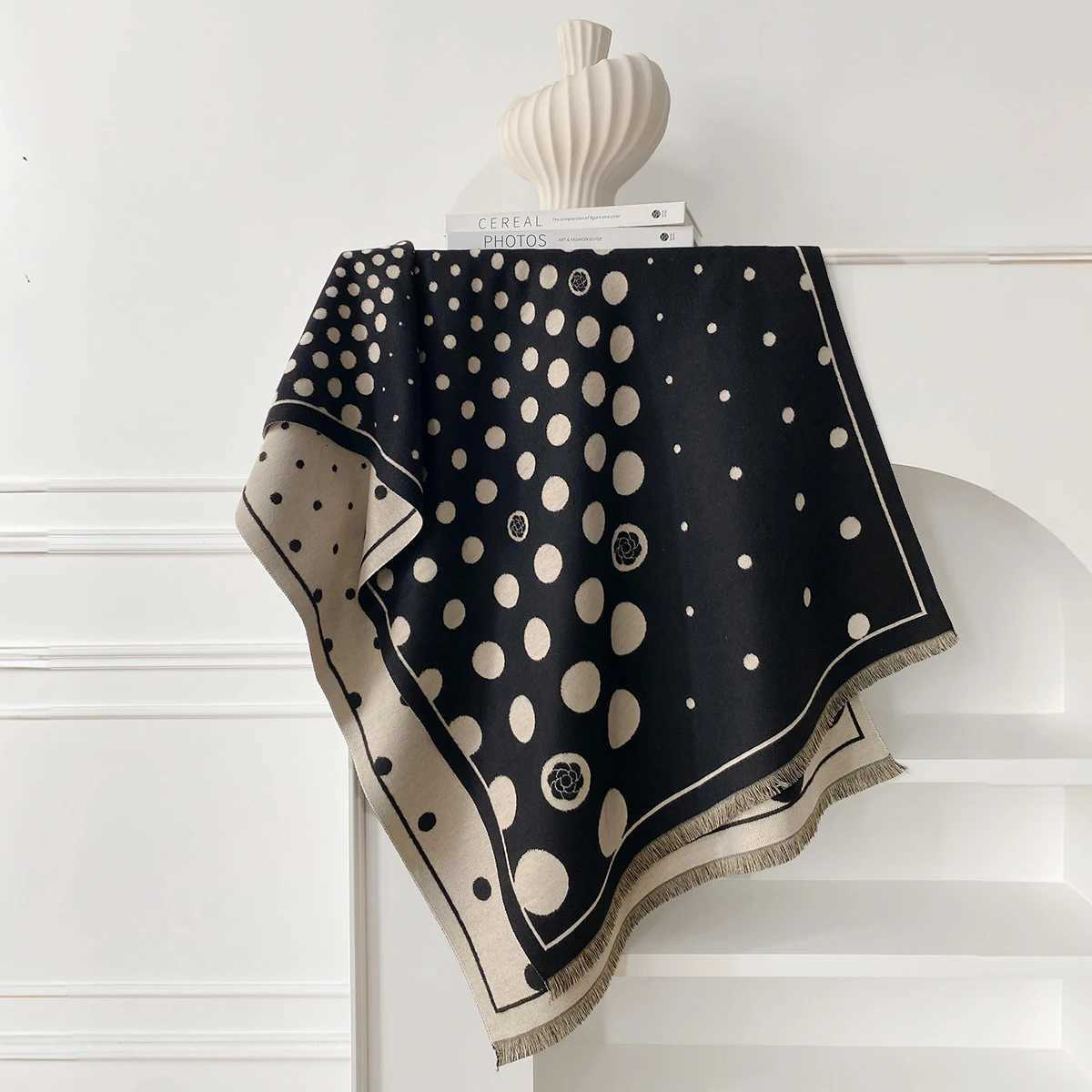 Luxury Winter Womens Polka Dot Pattern Scarf Thick Pashmina Shawl Warm Two-Sided Female Blanket Wrap Elegance Foulard Accessory Y251115