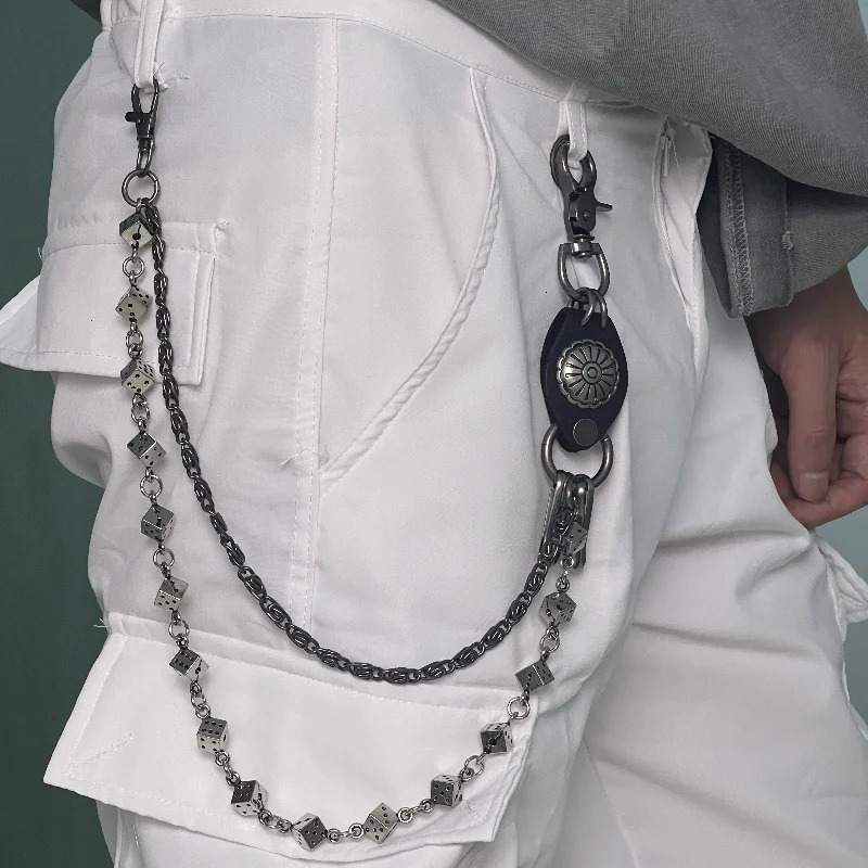 Mens Motorcycle KeyChain Jean Biker Wallet Belts Chain Skull Charm Leather Gothic Rock Pants Trousers Waist Key Mens 250414