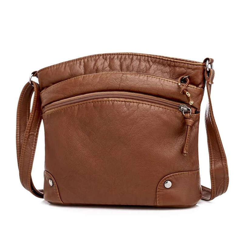 Casual Multi-Zipper Messenger Totes PU Women Big Capacity Solid Shoulder Handbag Youth Ladies Simple Versatile Bag