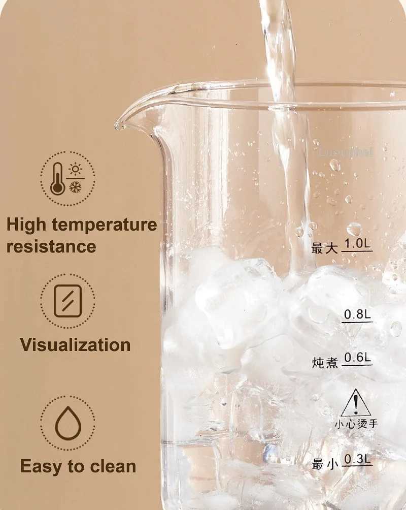 1000ml Mini Health Pot Portable Electric Kettle Multifunctional Glass Flower Teapot Home Boiling Water Kettle Auto Keep Warm Y251114