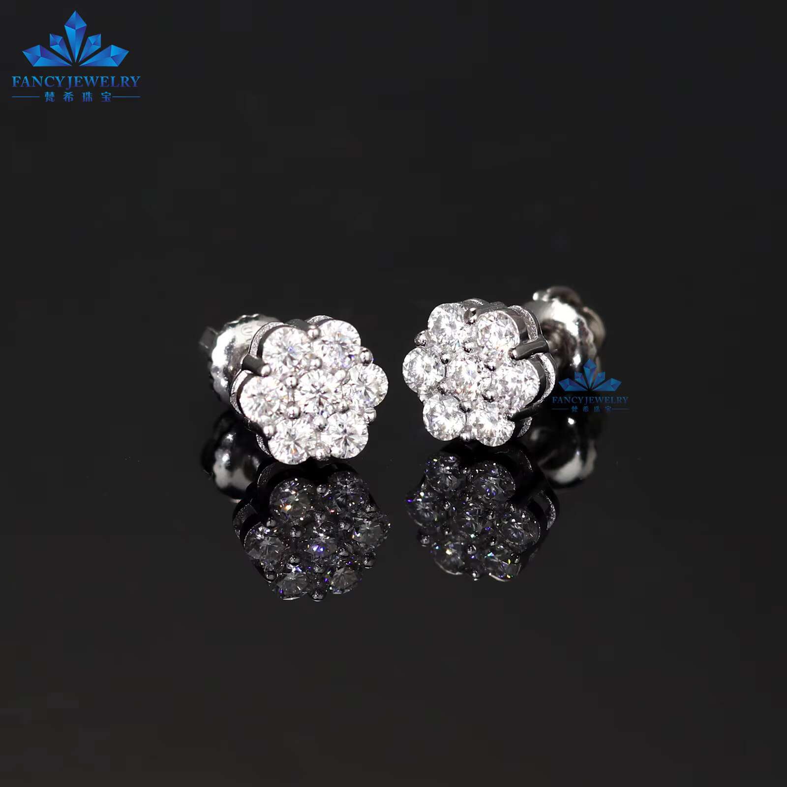NEW 3mm Cluster Flower S925 VVS Moissanite Stud Earrings Fine Trendy Fashion Jewelry with GRA Certificate