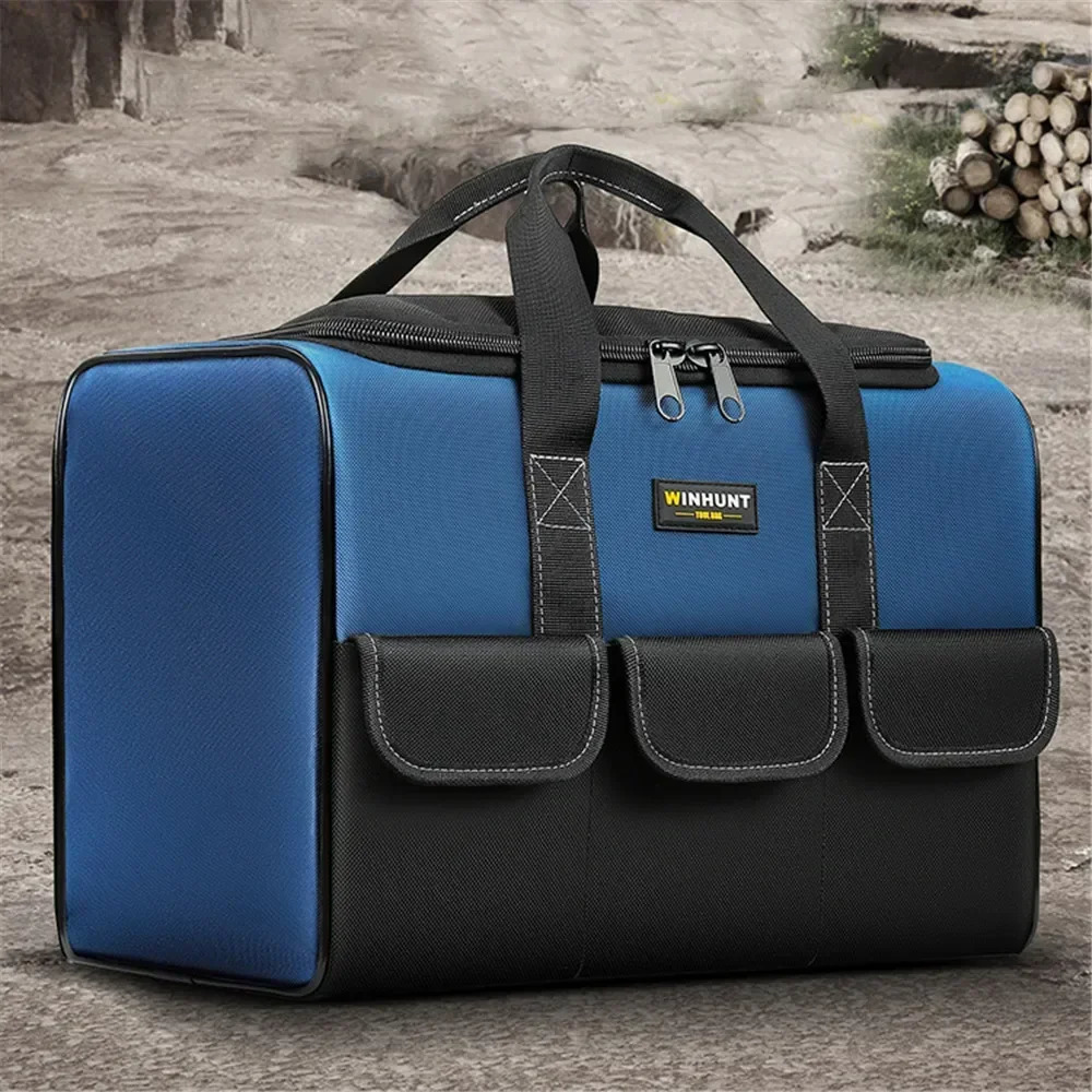 Square Tool Bag with 30% More Capacity Waterproof Multi Pockets Tool Organizer Tool Pouch for Electrician Tools 250407