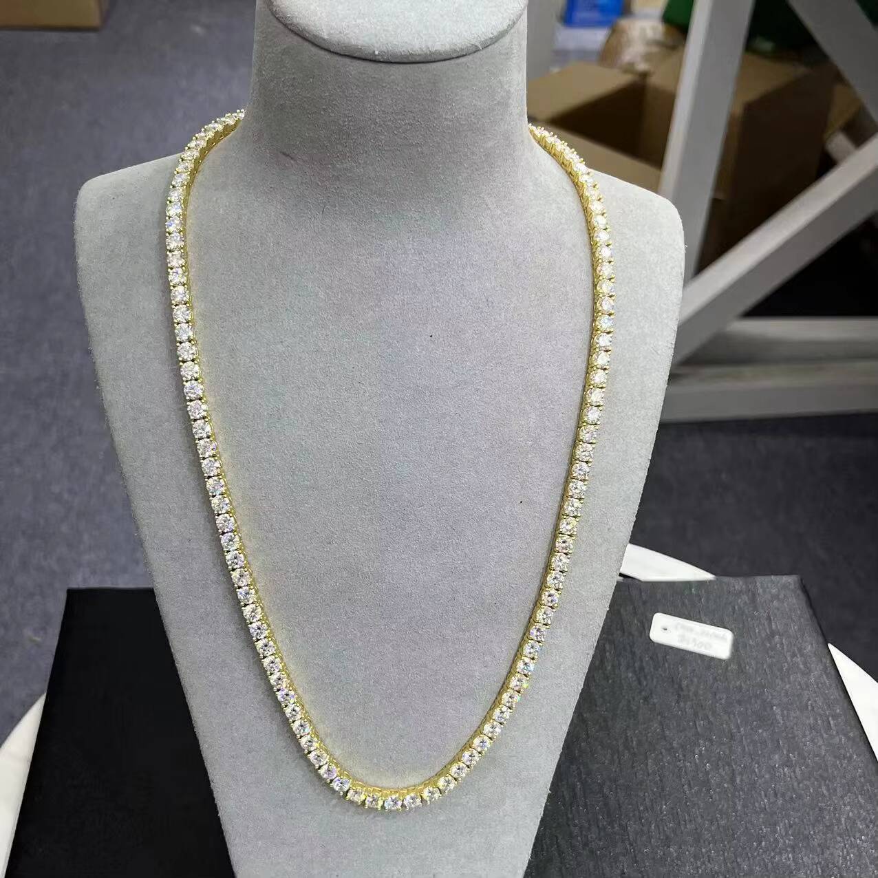 Luxury Real Diamond Tennis Chain Jewelry 5MM 22 Inches Gold Moissanite Tennis Chain Necklace