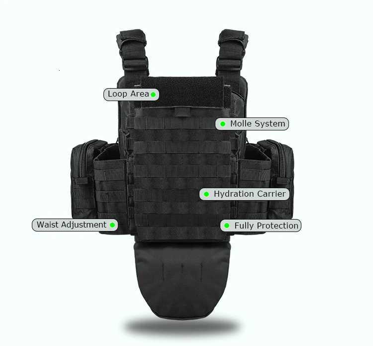 YAKEDA Tactical Plate Carrier Vest Camo Molle Magazine Pouches Hunting Full Protection Tactical Vest With Hydration Carrier Bag XJ251114