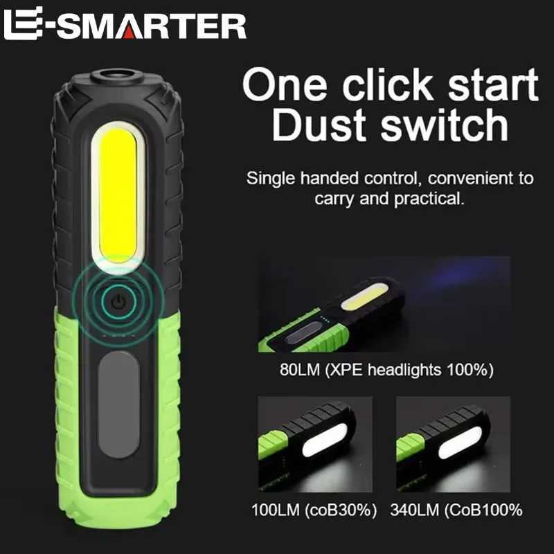 USB Rechargeable Flashlight Waterproof COB Torch Working Light Portable Powerful Lanterns For Outdoor Repair Home Camping Hiking M251115