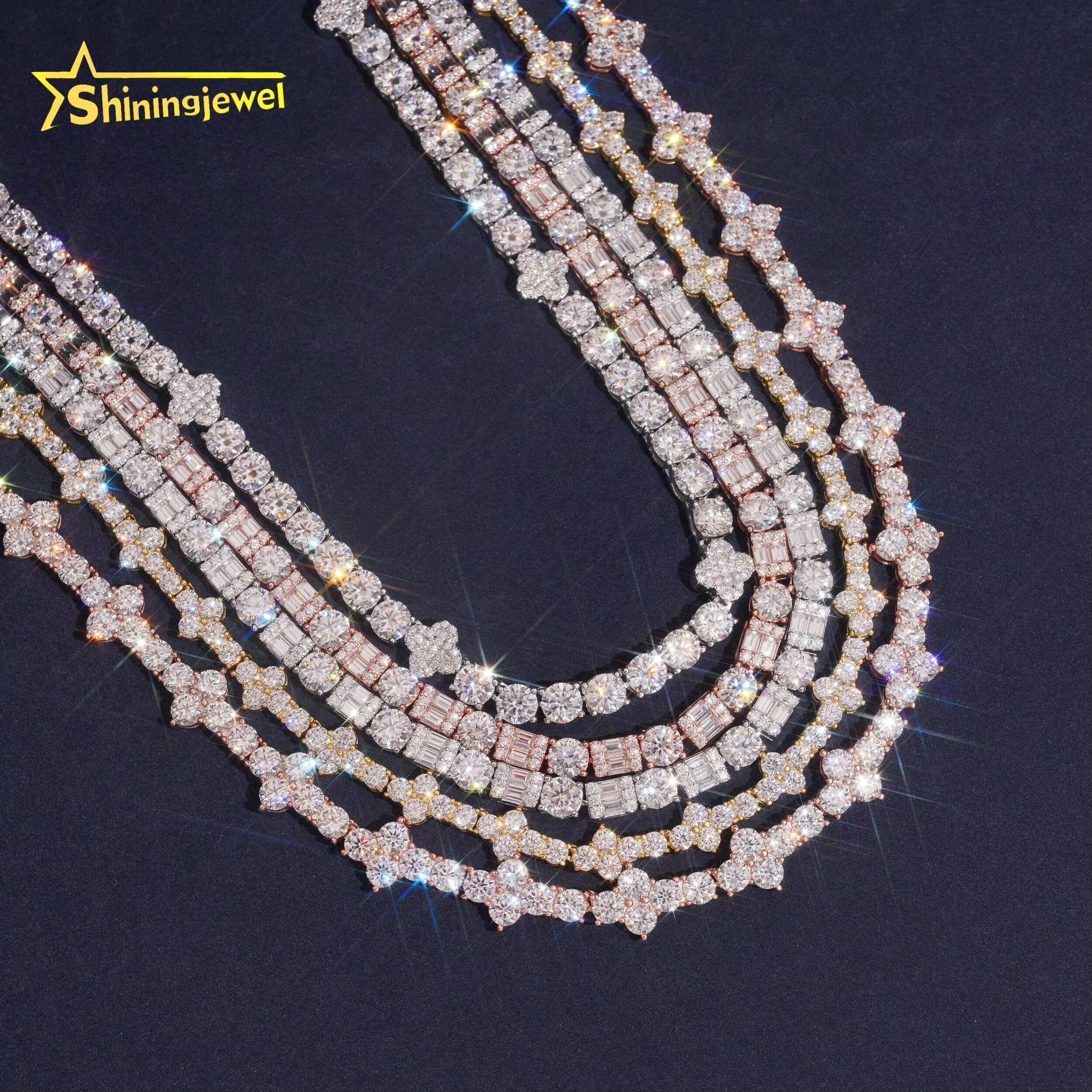 Hip Hop Jewelry Iced Out D VVS Moissanite Tennis Necklace Collection Custom GRA Certificated Moissanite Tennis Chain for Men