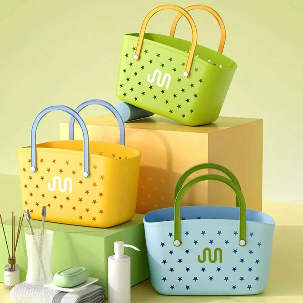 Fashionable hollow bathroom drainage basket waterproof creative summer beach bag laundry bag DIY picnic handbag W250415