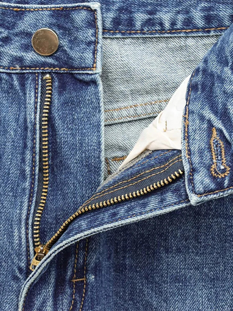 Cracked hole womens jeans Trouser straight pocket low waist denim pants Washing Distressed Dragging jeans Street Wear casual pants 250415