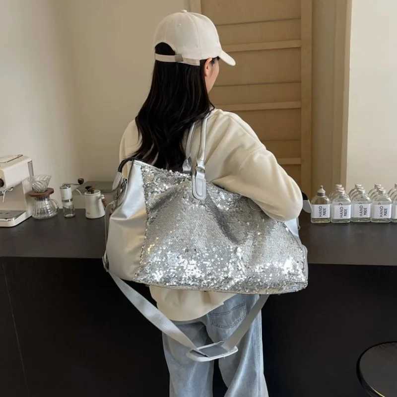 Solid hot selling fashion sequin large capacity womens shoulder bag 2025 fashion womens handbag travel cross body bag W250415