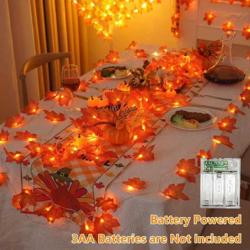 2/3M Christmas Decoration Artificial Maple Leaf Leaves LED Light String Lantern Garland Home Party DIY Decor Halloween New YearM251115