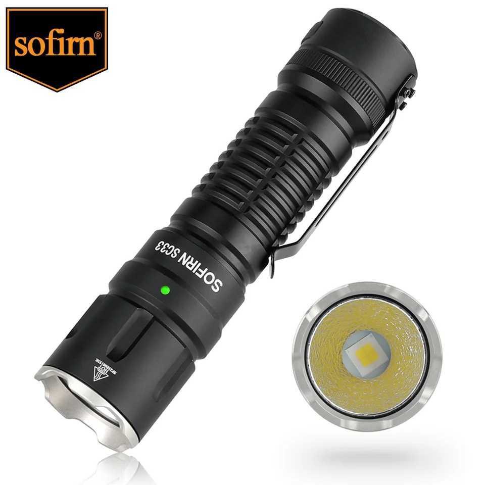 Sofirn SC33 XHP703 HI LED Flashlight Tactical 5200lm Powerful 21700 USB C Rechargeable Torch with Tail E-switch Outdoor Light Z251115