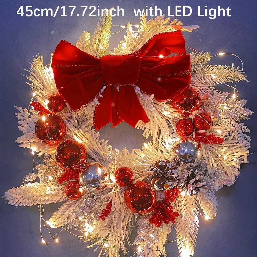 Christmas Wreath Rattan Set Christmas Decorations Bow Flower Garland For Front Door Hanging Christmas Ornaments New Year DecorM251115
