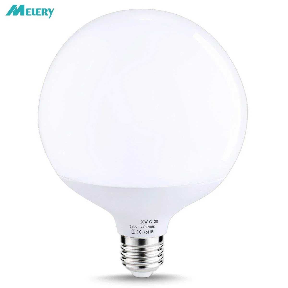 Melery E26 E27 LED Light Bulb 20W Globe G120 Lamp Edison Screw 200W Equivalent Daylight Warm Cold White 2700K 1800lm Home Using C251115