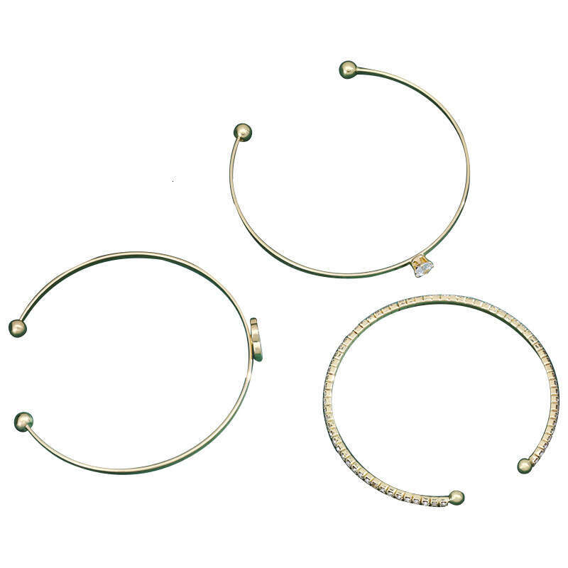 Straight new minimalist design petal wer three piece five leaf grass bracelet set