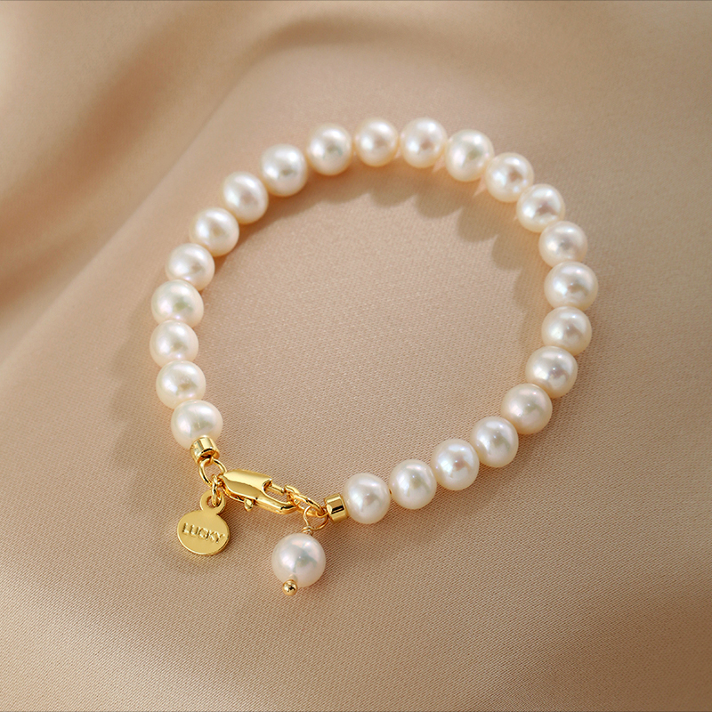 Natural freshwater pearl bracelet, stacked jewelry