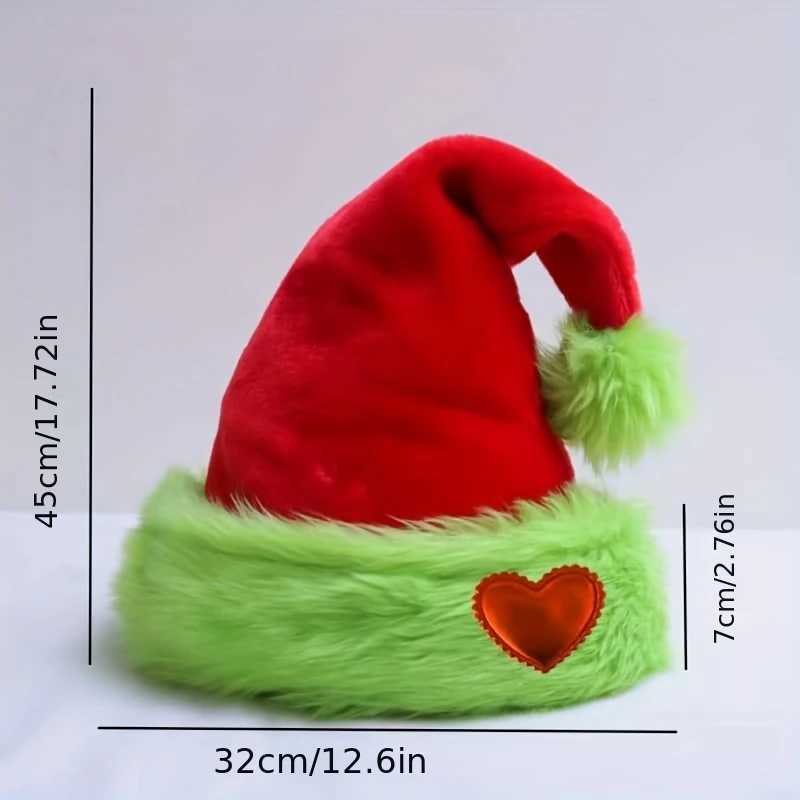 Shanghai-style woolen hat with heart-shaped brim Christmas hatfluorescent greenwith double-layered plush ball trim decoration Y251115