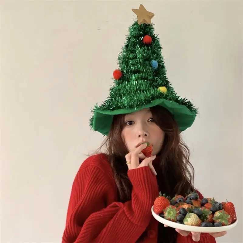 Christmas Hat for Adults and Children Xmas Tree Hat Cap Green Glitter Cap Show Headband Photo Props Party Decoration Supplies Y251115