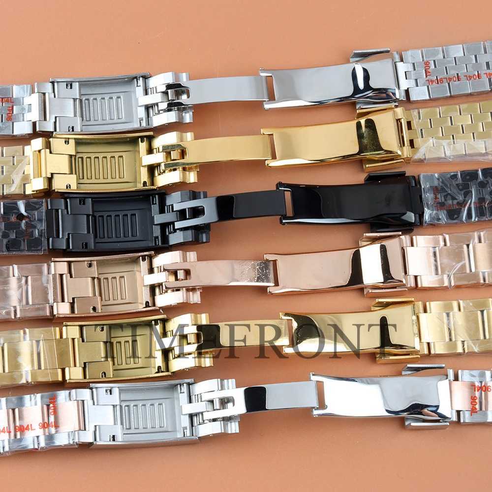 NH35 20mm Width Watchbands Rose Gold/Gold/Black Oyster/Jubilee Bracelet Fit NH35 GMT SUB Case Folding Buckle Watch Accessories W251114