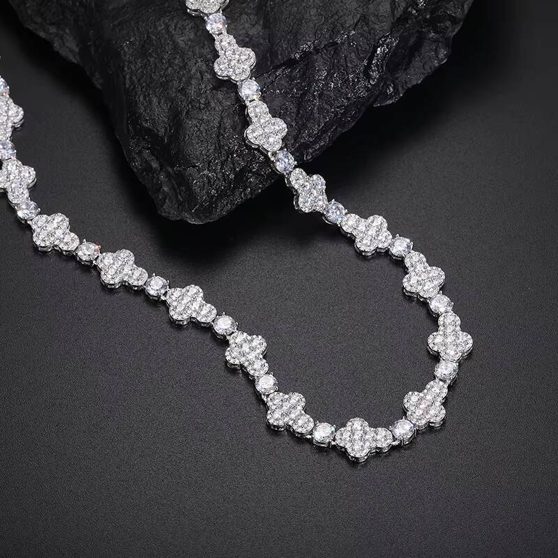 Luxury Iced Out 10mm 925 Sterling Silver Moissanite Cross Link Chain GRA Certificated Pass Diamond Tester Necklace